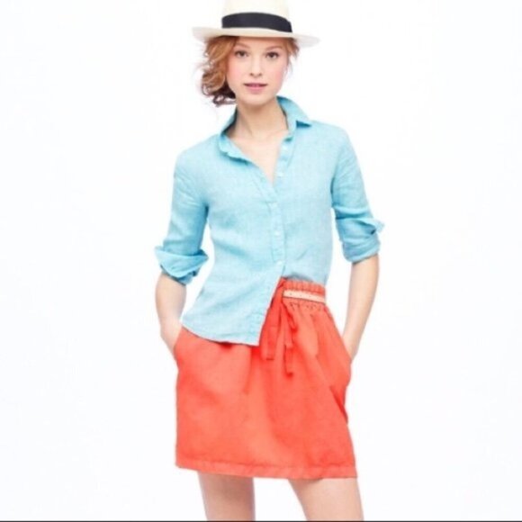 J.Crew Cotton Pull On Drawstring Coral Skirt, Size 10 - Picture 1 of 6